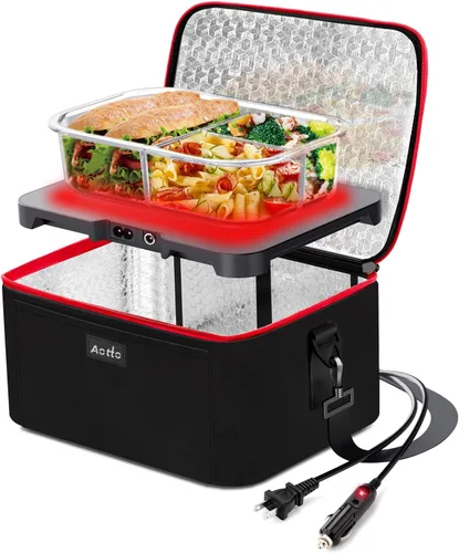 Vista 15 de Aotto Horno Portátil, Lonchera Eléctrica Calentador de Alimentos - 12V/24V/110V 3 en 1 Calentador de Alimentos para Coche - Mini Microondas Personal