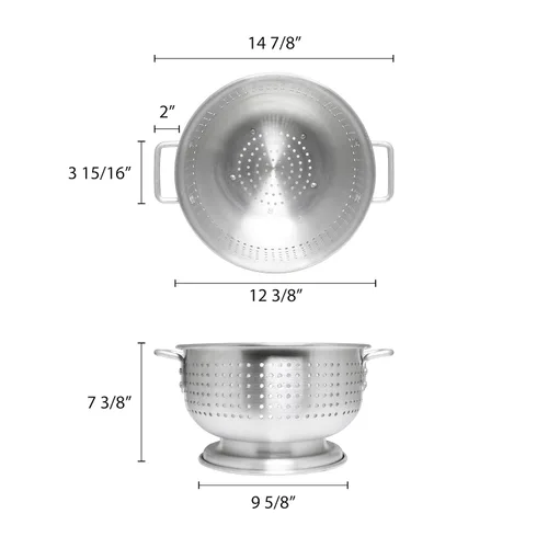Vista 2 de Thunder Group , Colador de aluminio resistente de 8 cuartos de galón, colador de pasta comercial