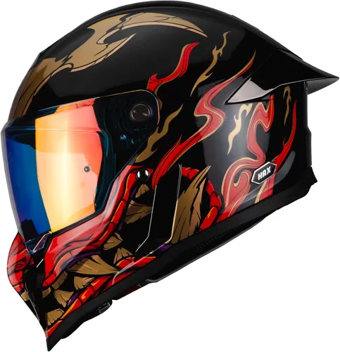 Vista 8 de HAX Casco de motocicleta de cara completa para hombres y mujeres adultos, certificado DOT y ECE 22.06, casco de motocross de ventilación avanzada