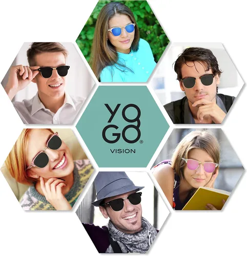 Vista 2 de Yogo Vision Lentes de sol polarizados para mujeres y hombres, semi sin montura retro, clásicas, de moda, 100% protección UV (paquete de 3)