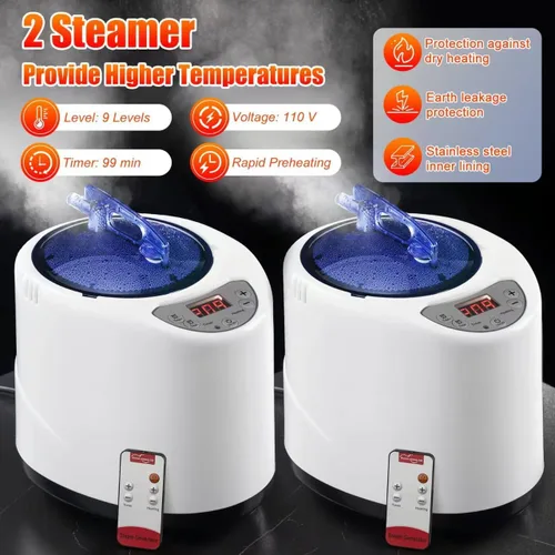 Vista 8 de X-Vcak Sauna para 2 personas, sauna portátil con 5 capas impermeables, tienda de campaña de sauna de vapor portátil con 2 vapores, 2 sillas