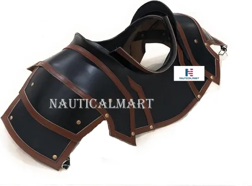 Vista 3 de NauticalMart Hombreras de cuero Armor con protector de cuello (negro, grande)