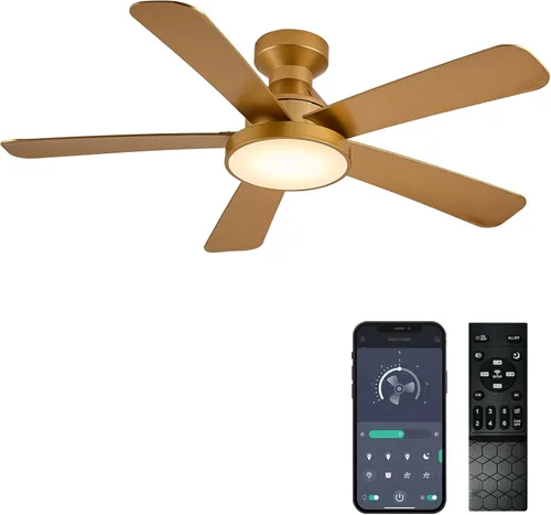 Vista 16 de Ventiladores de techo con luces, ventilador de techo empotrado de perfil Marrón