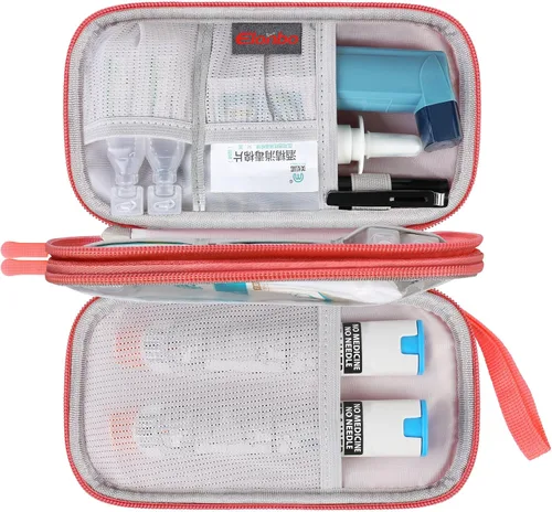 Vista 9 de Elonbo Bolsa de kit, estuche de transporte EpiPen, kit de medicina de viaje para 2 bolígrafos Epi o Auvi Q, inhalador de asma, aerosol nasal