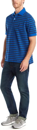 Vista 2 de Nautica - Polo de manga corta para hombre (100% algodón), diseño de rayas, ajuste clásico