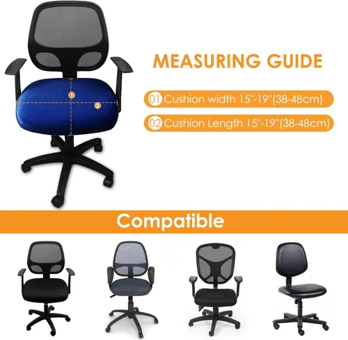 Vista 4 de Yikko Fundas de Cojín de Asiento de Terciopelo para Sillas de 14.96 a 18.89 Pulgadas, Fundas para Sillas de Computadora de Oficina, con Correas