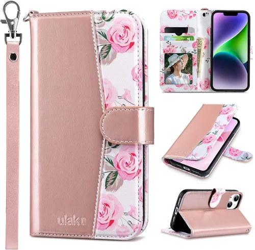 Vista 26 de ULAK Compatible con iPhone 14 Funda Cartera para Mujeres, Cubierta Plegable de Cuero PU Premium con Portador de Tarjetas, Función de Soporte Funda