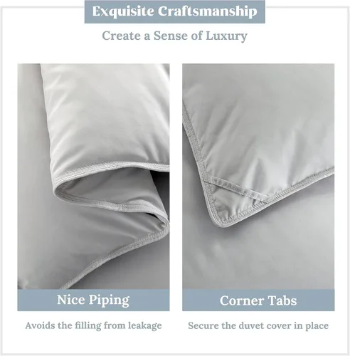 Vista 4 de puredown® Edredón de plumas tamaño individual, relleno de edredón para todas las estaciones, colección de hotel, edredón acolchado mediano y cálido