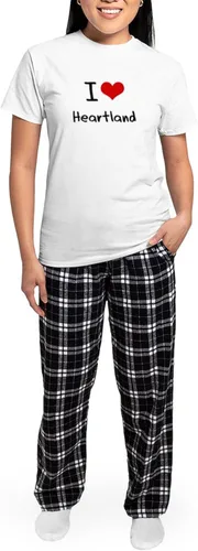 Vista 5 de CafePress I Love Heartland - Conjunto de pijama de algodón para mujer, ropa de dormir cómoda