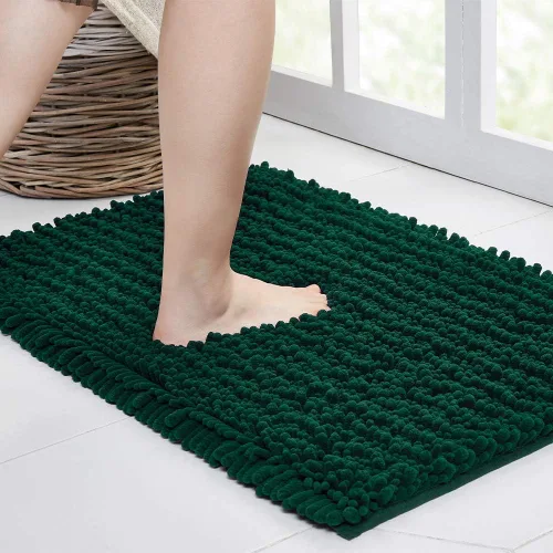 Vista 19 de Walensee Alfombra de baño antideslizante (32x20, azul oscuro) absorbente de agua, súper suave, felpilla peluda, lavable a máquina, se seca