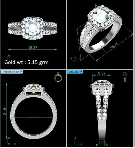 Vista 4 de CUSTOMIZE JEWELS Anillo de compromiso con halo de diamantes de corte redondo TW de 2.53 quilates con certificación IGI en oro blanco de 14 k