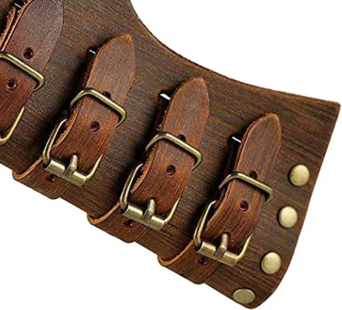 Vista 5 de Cinturón medieval de cuero de rana con hebilla ajustable para fiesta temática, accesorios de disfraces
