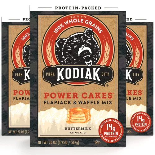 Vista 12 de PPasteles Kodiak grano integral combinación de Power Cakes Flapjack y Waffle, original suero de leche, 20 onzas (1lbs 4 onzas)