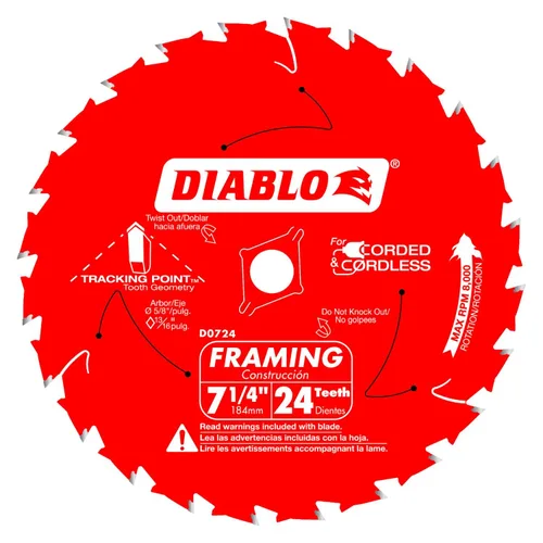 Vista 7 de Disco de sierra de enmarcado rápido Diablo para madera - Diámetro de 5-3/8", 16 dientes ATB, eje de 10 mm, corte de 0.049", ángulo de gancho de 18°