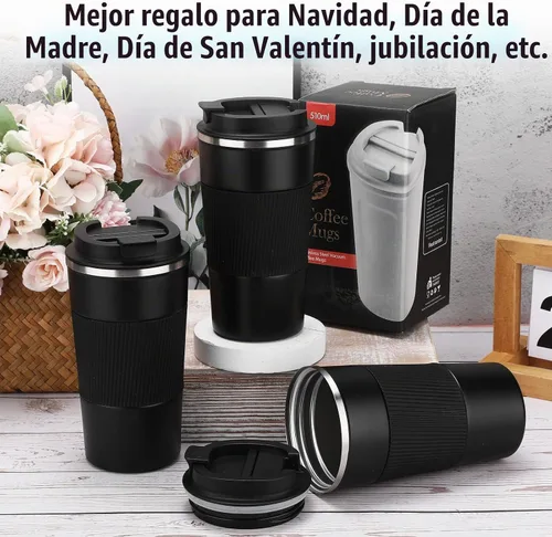 Vista 5 de Sabary - Paquete de 4 tazas de café de viaje de 16 onzas con tapa, color Negro
