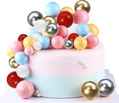 Vista 4 de 20 piezas de mini bolas plateadas para decoración de tartas, bolas de perlas para decoración de bodas, aniversarios, cumpleaños, baby shower