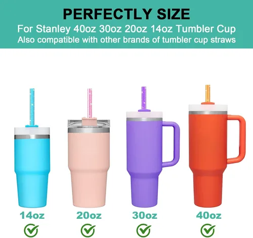 Vista 3 de Allwith 6 PCS Popotes de Repuesto para Stanley Simple Modern Owala 40 oz 30 oz 20 oz 14 oz Vaso, Popotes Reutilizables de Colores para Beber