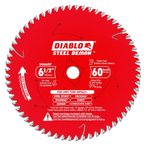 Vista 14 de Diablo Hoja de sierra Demon de acero para metal mediano – 5-1/2 pulgadas de diámetro, 30 dientes TCG, eje de 20 mm, corte de .059 pulgadas, ángulo