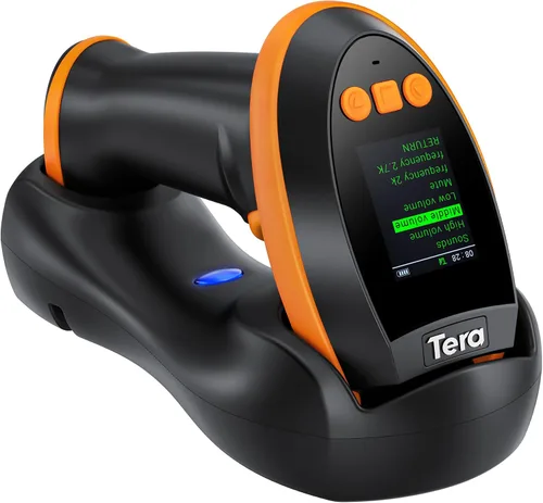 Vista 11 de Tera Escáner de Código de Barras Inalámbrico con Pantalla: Versión Pro 1D 2D QR con Teclado de Configuración, Cuna de Carga, Funciona con Bluetooth