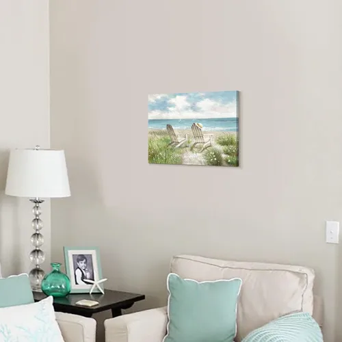 Vista 5 de SD SOFT DANCE Lienzo decorativo para pared de playa, paisaje marino, pintura costera para dormitorio (16 x 11 x 1 panel)