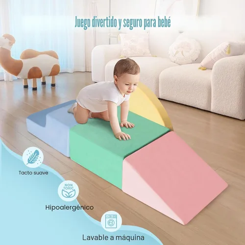 Vista 6 de Juguetes de escalada para niños de 1 a 3 años, bloques de espuma para escalar para bebés, set de 4 piezas de juguetes de escalada y gateo