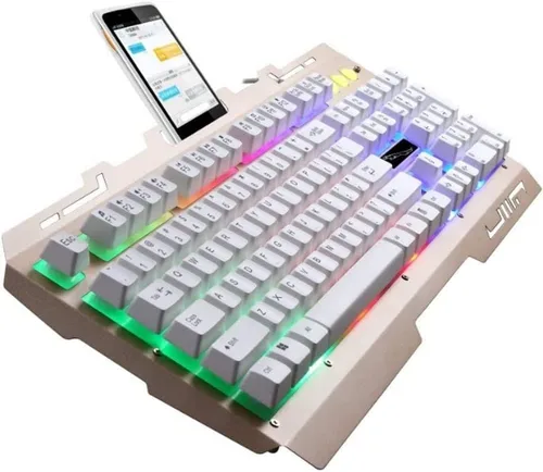Vista 3 de Combo de teclado RGB para juegos y mouse colorido, retroiluminación LED con cable USB, mouse y teclado para computadora portátil, computadora