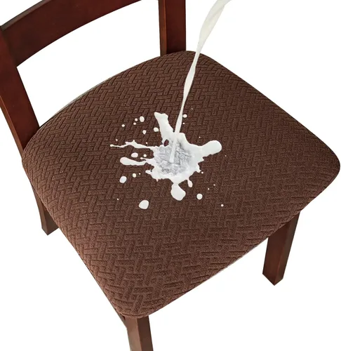 Vista 16 de Genina Fundas de Asiento para Silla de Comedor Fundas de Asiento Deslizables Fundas de Silla de Cocina (Beige, 2 Piezas)