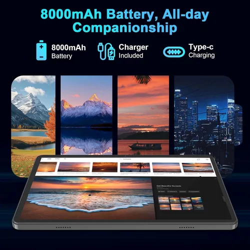 Vista 4 de Tablet 2026 de 10 pulgadas, tableta Android 15 con teclado, 26 GB+256 GB+2 TB expandir, tabletas PC con Gemini AI, Octa-Core, WiFi 5G, 8000 mAh