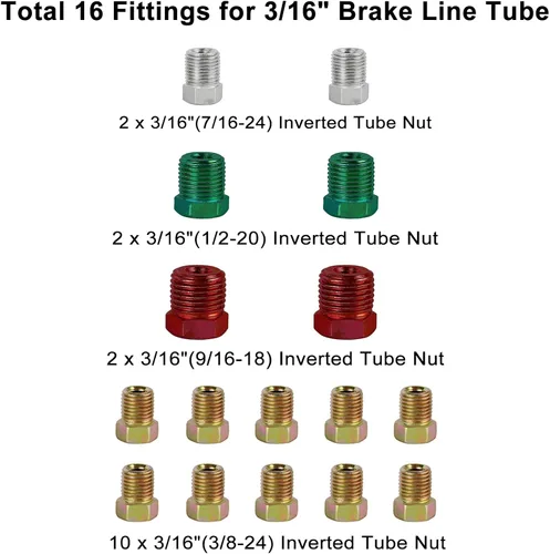 Vista 2 de MuHize Kit de línea de freno de doble tamaño (1/4 + 3/16 pulgadas), tubo de freno de níquel de cobre de 25 pies para Ford/Toyota Tacoma, resistente