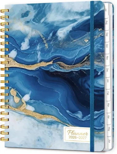 Vista 10 de Agenda 2026 de 8.5 x 11 pulgadas, planificadores semanales mensuales grandes con pestañas, calendario diario A4 encuadernado en espiral, agenda