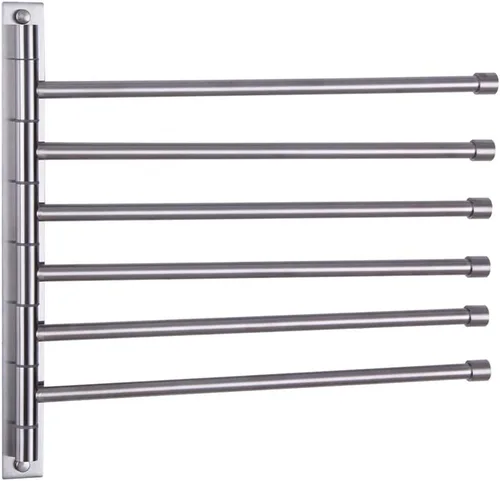 Vista 9 de GERZWY - Toallero de baño con brazo giratorio montado en la pared, con 6 brazos, organizador para toallas, acero inoxidable SUS 304, acabado negro