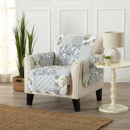 Vista 29 de Great Bay Home Funda reversible de retazos reclinable, lavable, protector de muebles con correas elásticas, perfecta para niños y mascotas, detalle