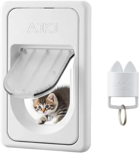 Vista 10 de Puerta inteligente electrónica para mascotas AJKJ, puerta automática para perros con 3 modos, puerta electrónica con sensor de batería con 1 llave