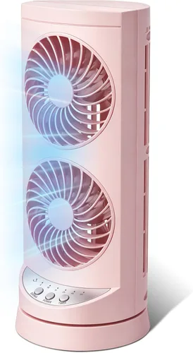 Vista 8 de Ventiladores de torre personales de refrigeración que soplan aire frío, ventilador de escritorio pequeño de pie con 3 velocidades y temporizador