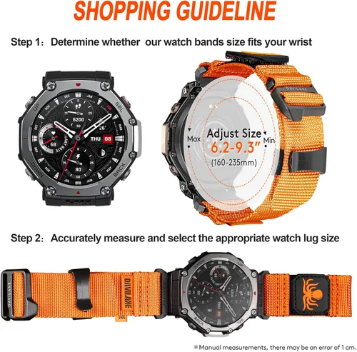 Vista 6 de Correa de reloj de nailon de 0.866 in compatible con Amazfit T-Rex 3, diseño de parches militares, resistente correa de repuesto deportiva