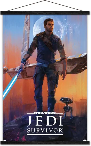 Vista 8 de Trends International Star Wars: Jedi: Survivor - Póster de pared de lujo, 22.4 pulgadas de largo x 14.7 pulgadas, versión enmarcada de madera