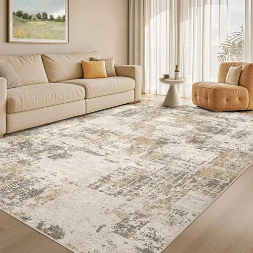 Vista 26 de Tortania Alfombra redonda lavable de 5 pies para sala de estar: Alfombra moderna abstracta neutra grande suave y delgada – Alfombra antideslizante