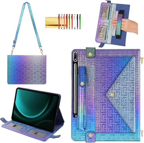 Vista 52 de Bolso Funda para Samsung Galaxy Tab S10 FE/S9 FE 10.9"/S9/S8/S7 11", Techcircle Folio con Soporte Cruzado, Billetera con Ranura para Lápiz S Pen
