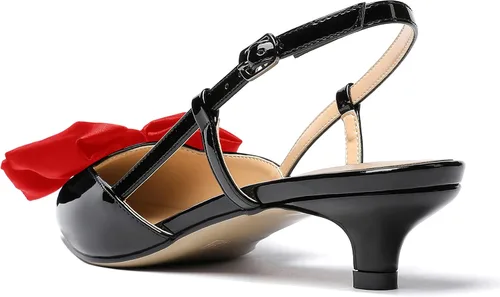 Vista 7 de WAYDERNS Zapatos de tacón bajo con hebilla y lazo de satén para mujer, patente y patente, tacón bajo, 1.5 pulgadas