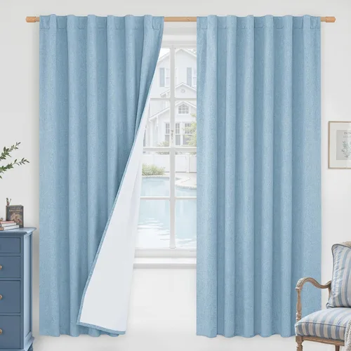 Vista 19 de LAMIT Cortinas opacas cortas de lino de 30 pulgadas para ventanas de cocina sobre el fregadero, cortinas de café texturizadas de lino marfil