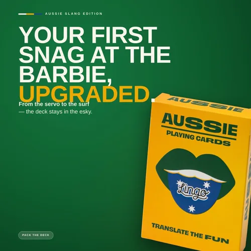 Vista 4 de Lingo Juego de cartas australianas 52 expresiones y frases australianas divertidas Divertido juego de cartas regalo para expatriados