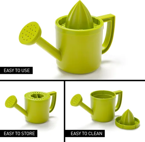 Vista 4 de Peleg Design Lemoniere - Exprimidor manual en forma de regadera original, exprimidor de plástico verde con vertedor para jugo de limón o cítricos