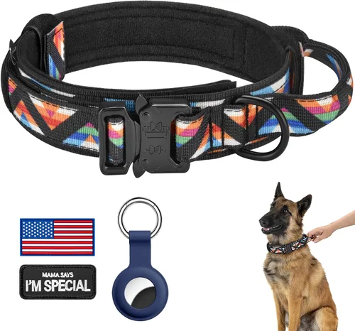 Vista 37 de DAGANXI - Collar táctico para perro, collar ajustable de nailon para adiestramiento con asa de control y hebilla, para perros medianos y grandes
