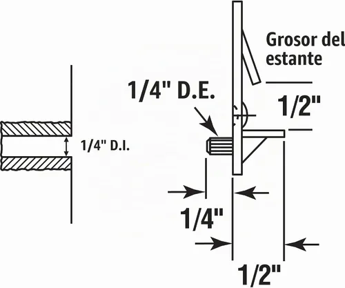 Vista 4 de Prime-Line R 7316 taquetes de estante de bloqueo de 1/4 pulgada, plástico, transparente, 6 unidades (paquete de 1)
