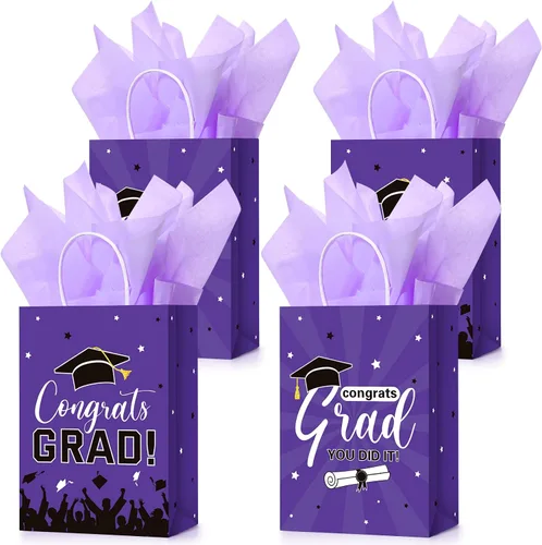 Vista 10 de Colarr 24 bolsas de regalo de graduación a granel con papel de seda clase de 2026, bolsas de regalo de fiesta de graduación con asas para escuela