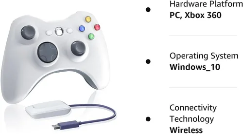 Vista 8 de Controlador inalámbrico para Xbox 360, 2.4GHZ Gamepad Joystick Control remoto para PC Windows 7,8,10 con adaptador receptor, blanco