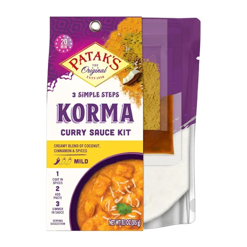 Vista 9 de Kit de salsa de curry en 3 pasos de Patak’s Paquete de variedad (2 Tikka Masala, 1 Butter Chicken) - Kit de comida vegetariana para cocinar