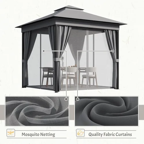 Vista 4 de Devoko Outdoor 8'x8' Gazebo, Small Soft Top Metal Frame Gazebo