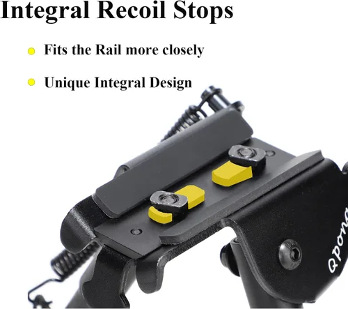 Vista 2 de Bípodes para rifle de 6 a 9 pulgadas, longitud de pierna ajustable y ligera con adaptador