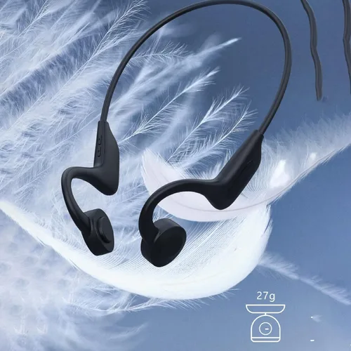 Vista 4 de Auriculares de conducción ósea, auriculares Bluetooth de oreja abierta con micrófono, auriculares deportivos resistentes al sudor, auriculares